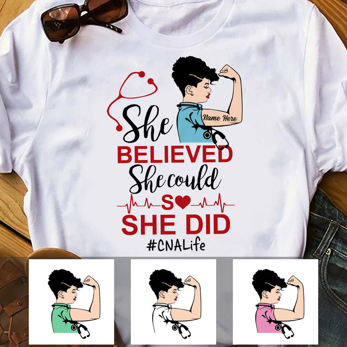 Personalized Nurse Woman She Believe She Could T Shirt MR51 95O53 1