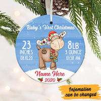 Personalized Baby First Christmas Moose  Circle Ornament NB193 81O60 thumb 1