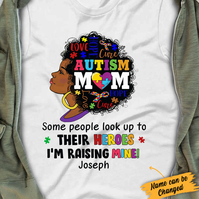 Personlized Autism Mom BWA Raising Her Hero T Shirt AG52 29O34 1