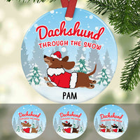 Personalized Through The Snow Dachshund Dog Christmas  Ornament OB61 67O60 thumb 1