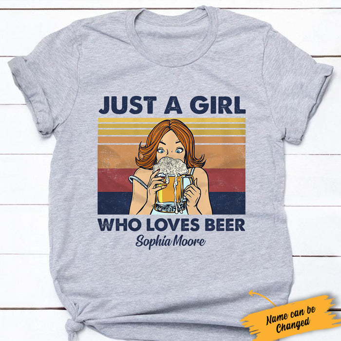 Personalized Beer Girl Just A Girl T Shirt JL272 30O34 1