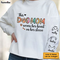 Personalized Gift For Dog Mom Wears Her Heart Unisex Sleeve Printed Standard Sweatshirt 31661 thumb 1
