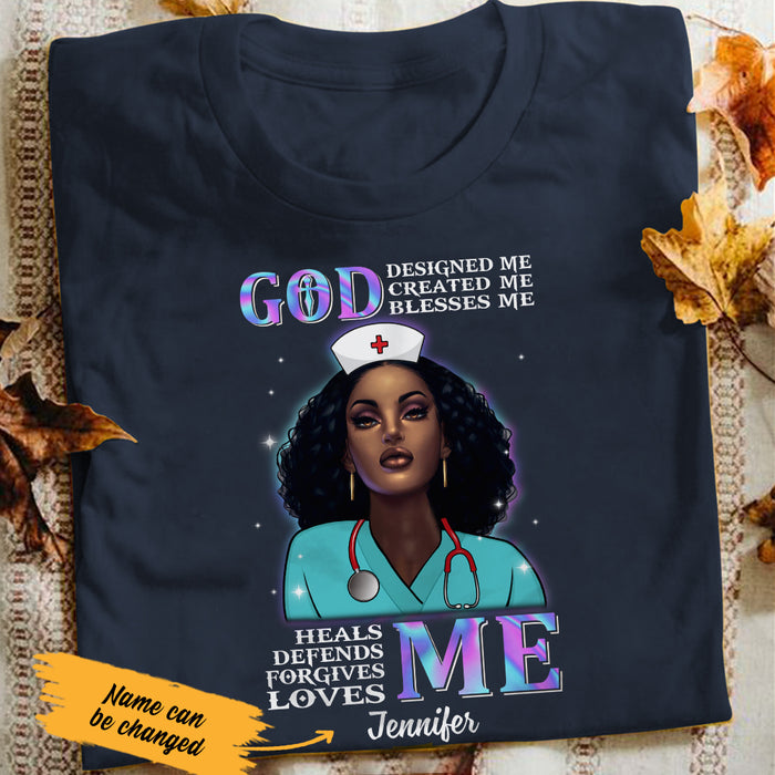 Personalized BWA Nurse God Heals Me T Shirt AG112 27O47 1