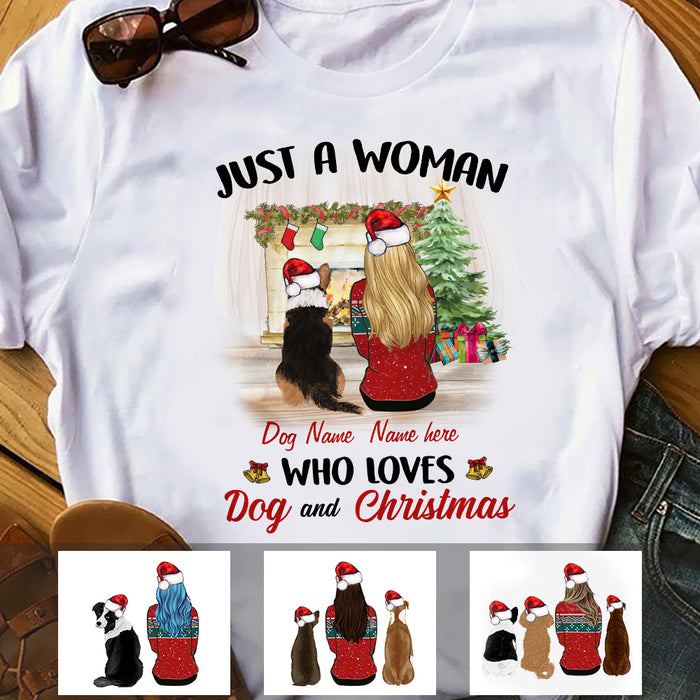 Personalized Just A Girl Who Loves Dogs and Christmas T Shirt NB52 99O34 1