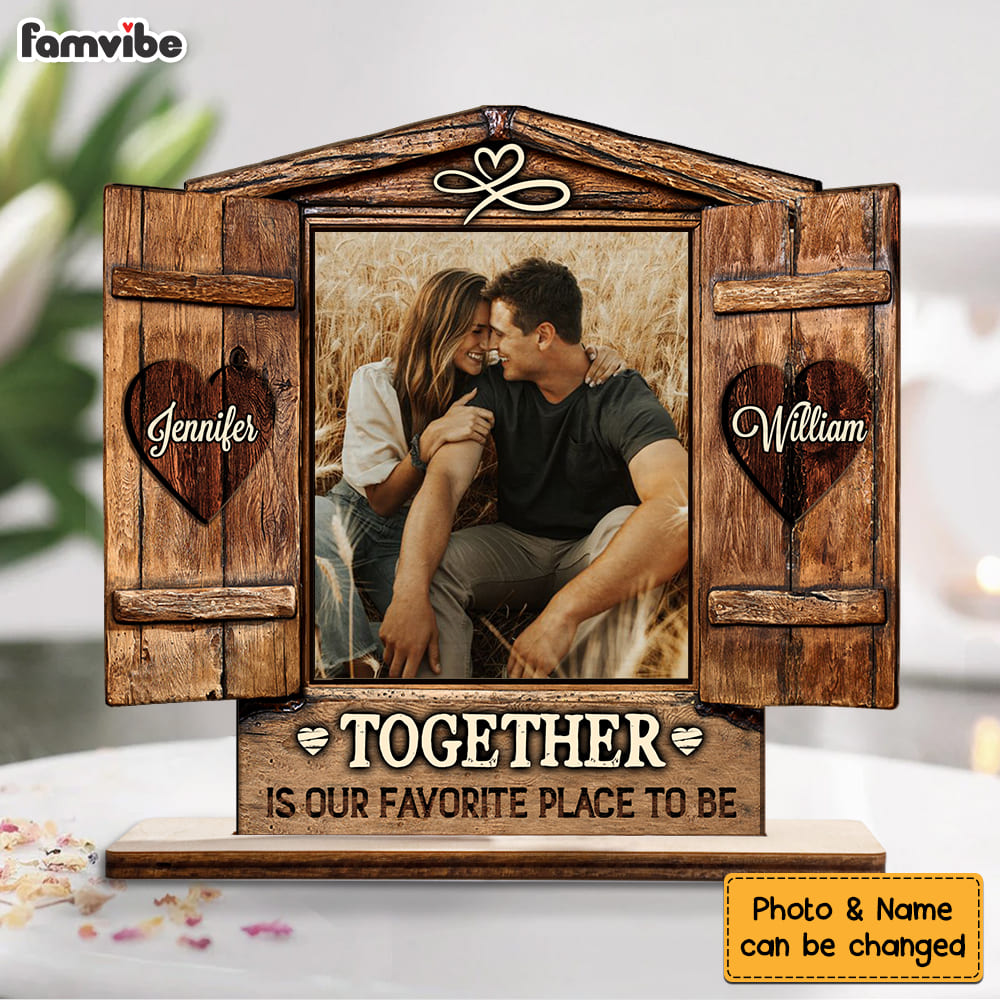 Personalized Couples Custom Photo Home Is Where The Heart Is Wood Plaque 22743 Primary Mockup