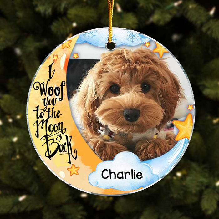 Personalized I Woof You To The Moon And Back Dog Lovers  Circle Ornament 30178 1