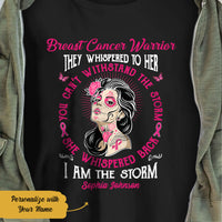 Personalized Skull Girl Breast Cancer They Whispered T Shirt AG252 30O58 thumb 1