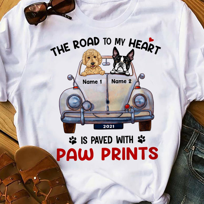 Personalized Dog Pawprints Paved To My Heart T Shirt JR291 65O36 1