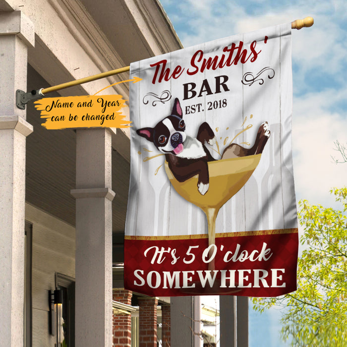 Personalized Boston Terrier Dog Bar 5 O'clock Flag AG182 30O47 1