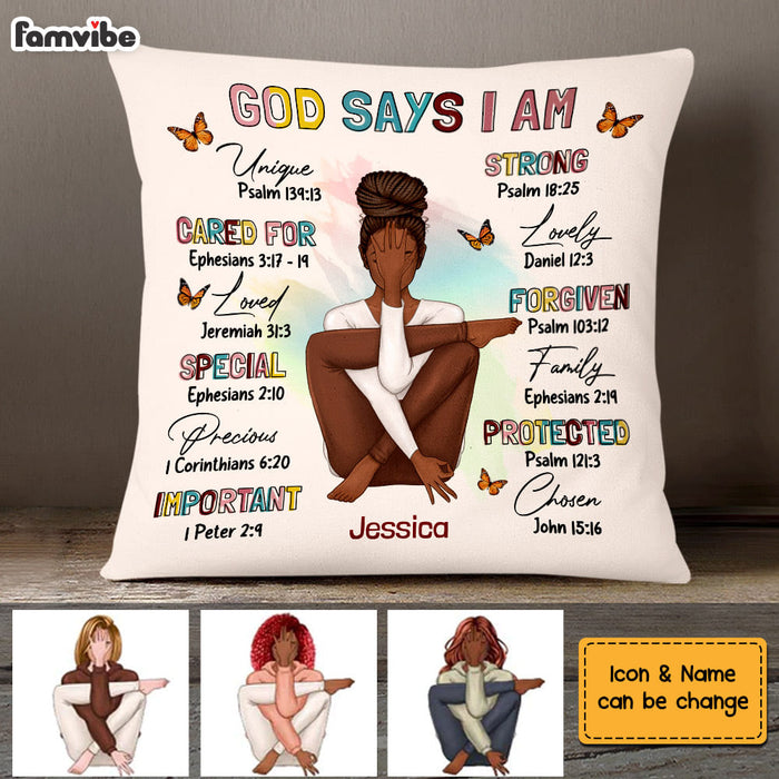 Personalized Gift For Daughter God Says I Am Bible Verses Pillow DB281 32O58 1