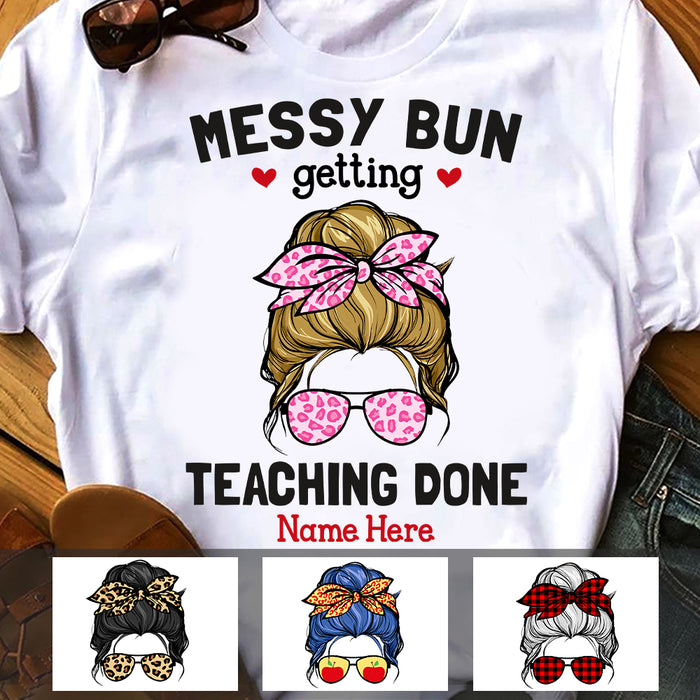 Personalized Teacher Messy Bun T Shirt JN82 95O47 1