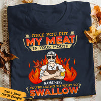 Personalized Dad BBQ Swallow My Meat T Shirt JL82 24O36 thumb 1