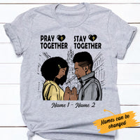 Personalized Pray Stay Together BWA Couple Christian T Shirt SB181 73O34 thumb 1