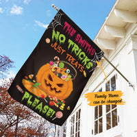 Personalized No Tricks Just Treats Halloween Flag JL161 73O58 thumb 1
