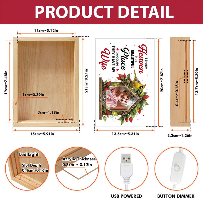 Personalized Memorial Gift Cardinal I Know Heaven Is A Beautiful Place Picture Frame Light Box 31602 1