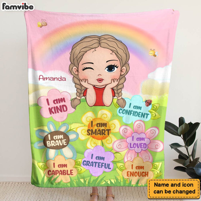 Personalized Inspiring Gift For Granddaughter I Am Kind Flower Garden Blanket 31390 1