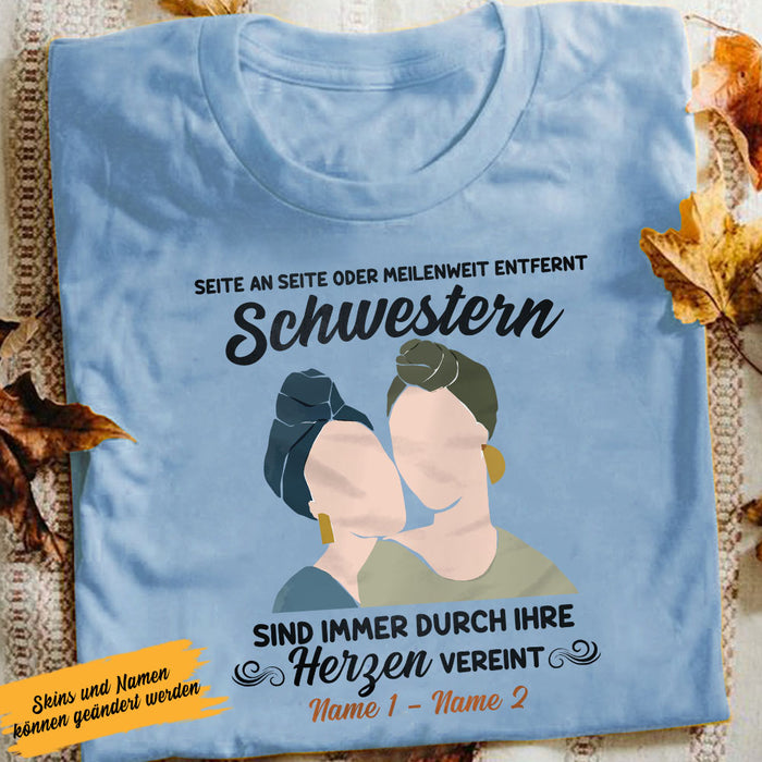 Personalized Side By Side Friends Freundinnen German T Shirt AP145 30O58 1