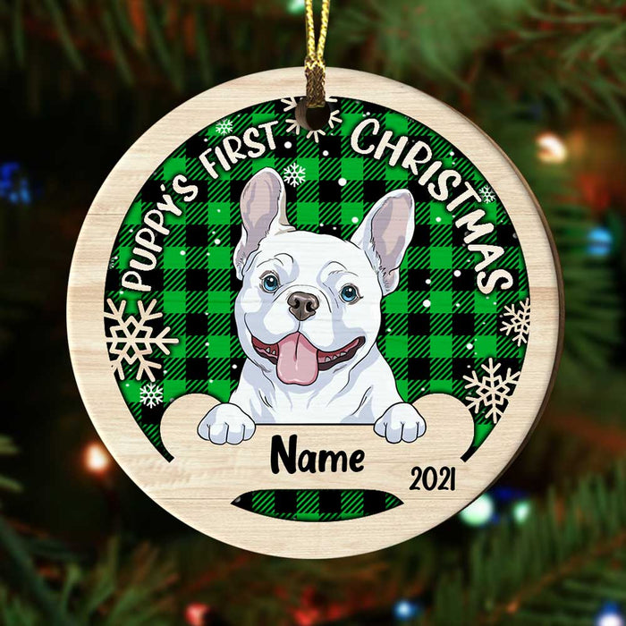 Personalized Dog First Christmas Circle Ornament NB81 87O53 1
