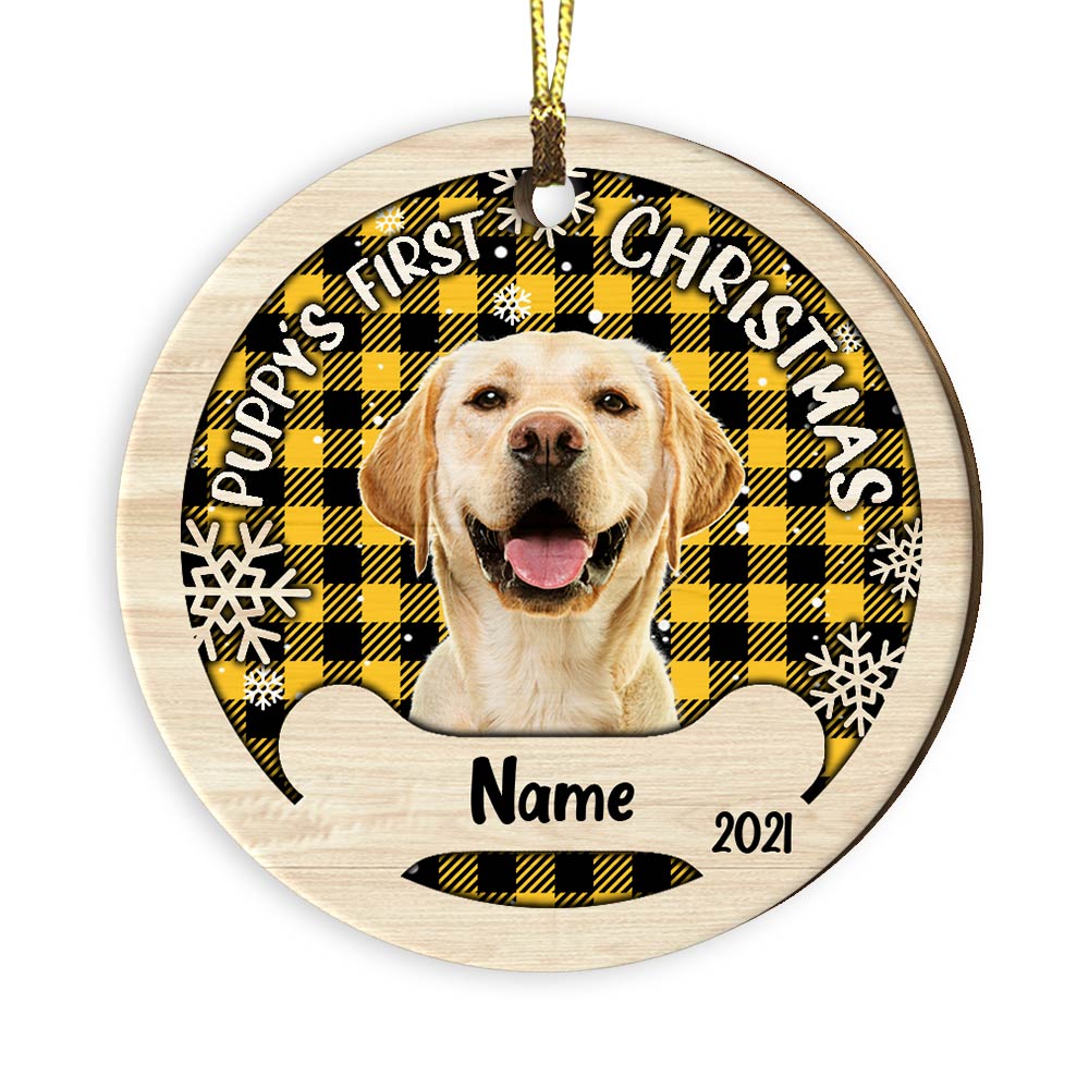 Personalized Dog Photo First Christmas Circle Ornament NB204 87O53