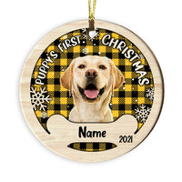 Personalized Dog Photo First Christmas Circle Ornament NB204 87O53 thumb 1