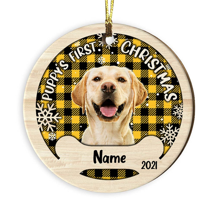 Personalized Dog Photo First Christmas Circle Ornament NB204 87O53 1