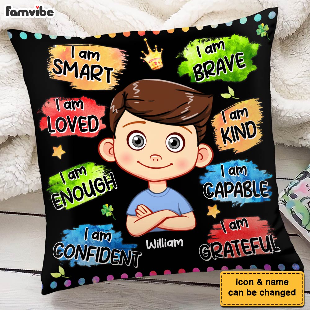 Personalized Gift For Grandson Watercolor Affirmation Pillow 31016 Primary Mockup