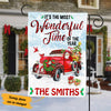 Personalized The Most Wonderful Time Red Truck Christmas Flag OB192 87O53 1