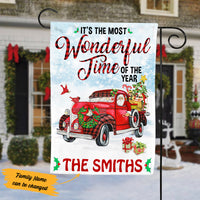 Personalized The Most Wonderful Time Red Truck Christmas Flag OB192 87O53 thumb 1