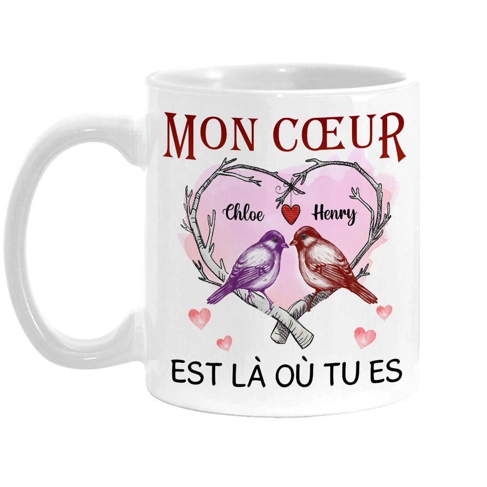Personalized Couple French Mon Cœur Est Là Où Tu Es Mug 31034 Primary Mockup