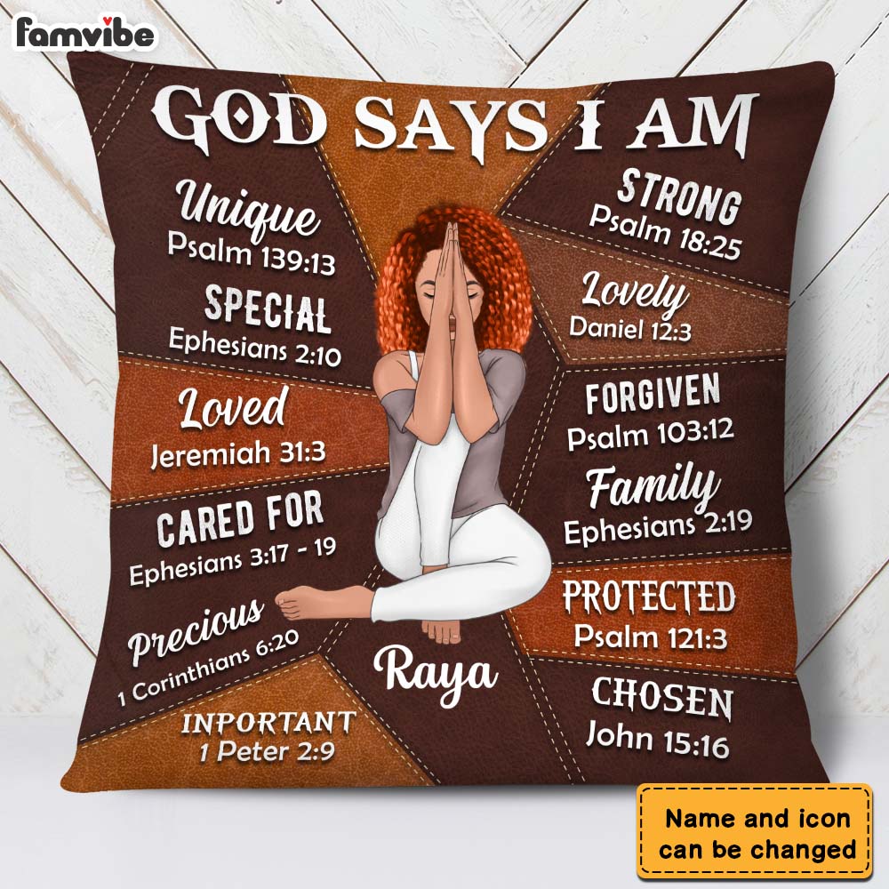 Personalized Daughter Granddaughter God Says You Are Leather Pattern Pillow 22657 Primary Mockup