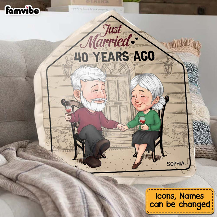 Personalized Anniversary, Loving Gift For Couples Just Married 40 Years Ago Shaped Pillow 30643 1