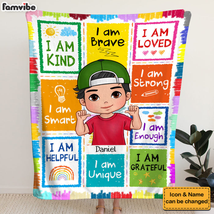 Personalized Inspiring Gift For Grandson I Am Kind Crayon Blanket 31111 1
