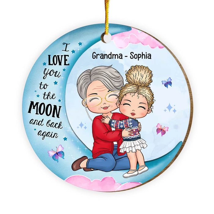 Personalized Gift For Granddaughter Love You To The Moon And Back Circle Ornament 30096 1
