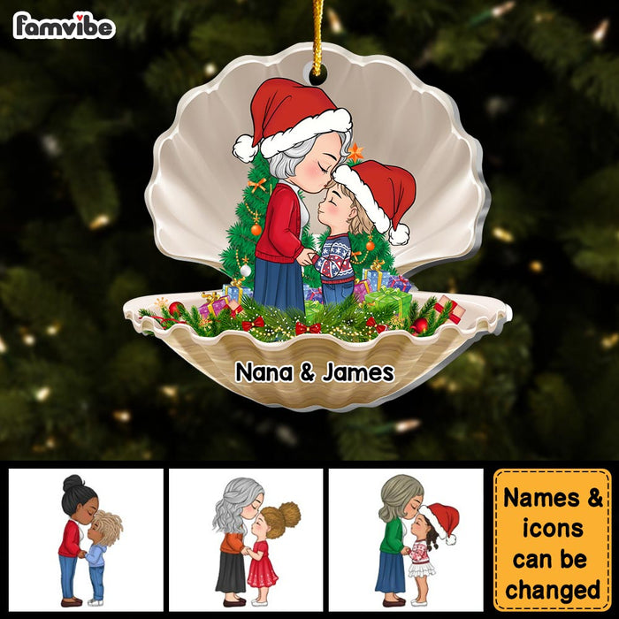 Personalized Gift For Grandson Christmas Pearl Shell Ornament 30562 1