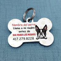 Personalized Dog Call My Mom Perro Spanish Bone Pet Tag AP131 30O34 thumb 1