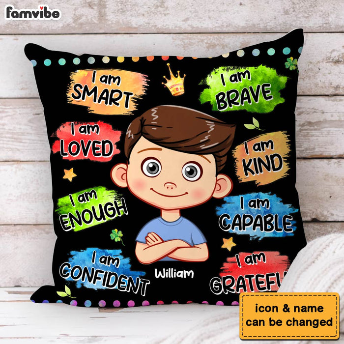 Personalized Gift For Grandson Watercolor Affirmation Pillow 31016 1