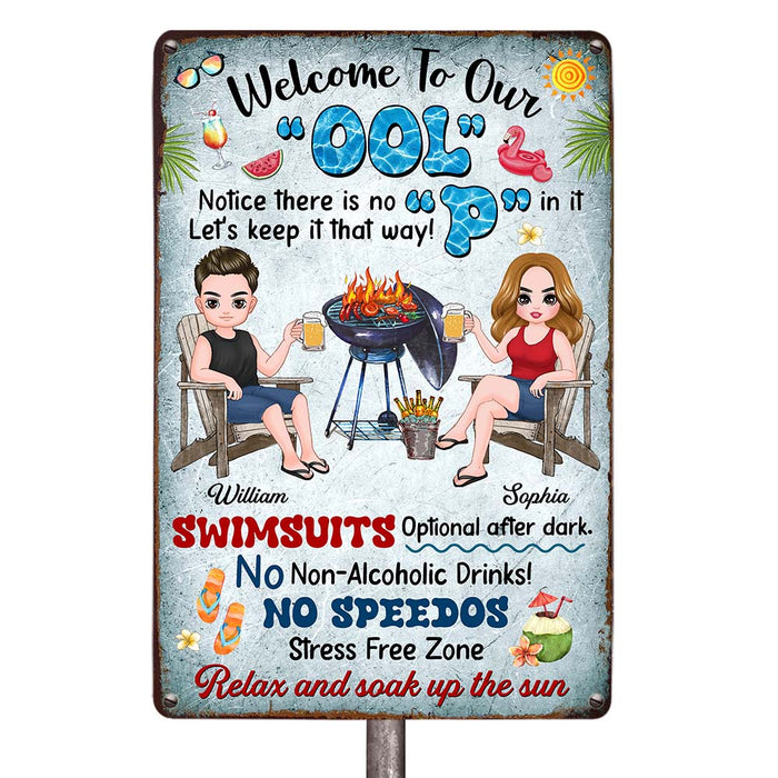 Personalized Gift For Couples Husband Wife Pool Sign Metal Sign 26136 1