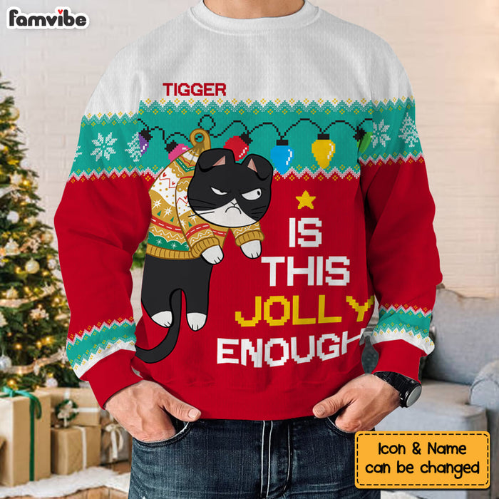 Personalized Christmas Gift Is This Jolly Enough Hanging Cats Ugly Sweater 29918 1