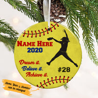 Personalized Baseball Softball  Circle Ornament NB141 95O53 thumb 1