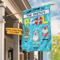 Personalized Welcome To Our Pool Dogs Garden Flag JL71 65O58 thumb 1