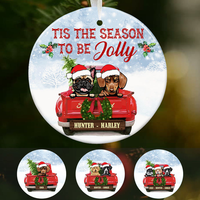 Personalized Dog Red Truck Jolly Christmas  Ornament SOB191 87O58 1