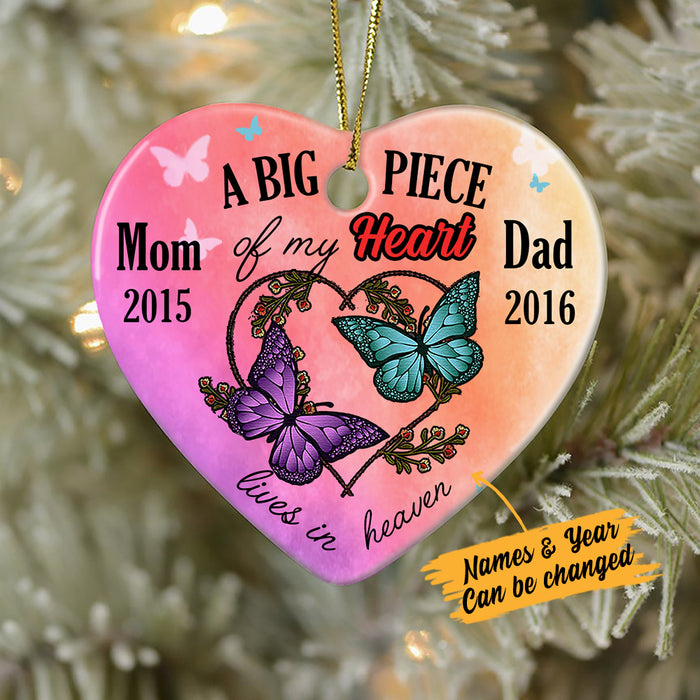 Personalized Piece Of Heart In Heaven Memorial Mom Dad Ornament OB301 65O34 1