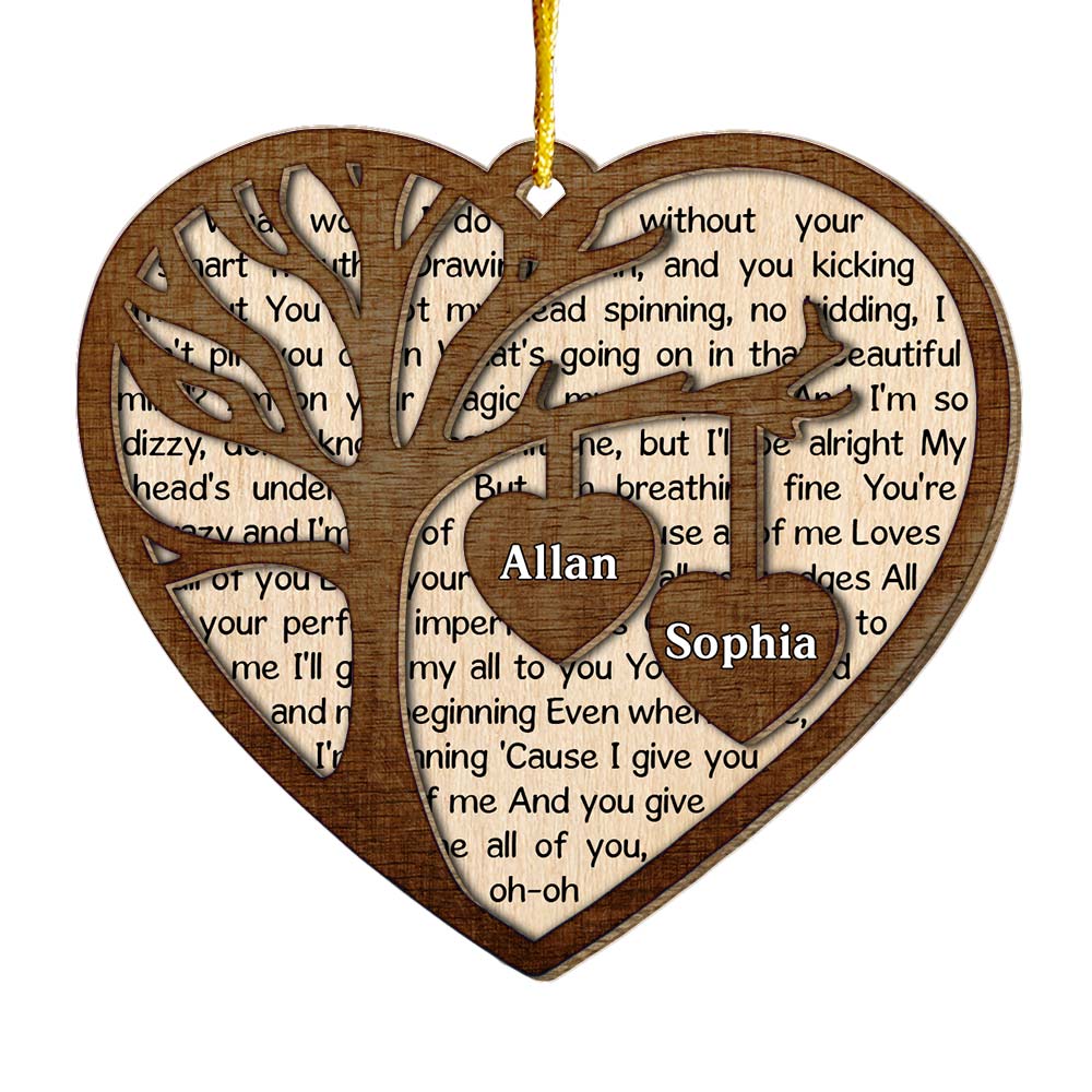 Personalized Gift For Couple Tree Heart 2 Layered Wood Ornament 30142 Primary Mockup