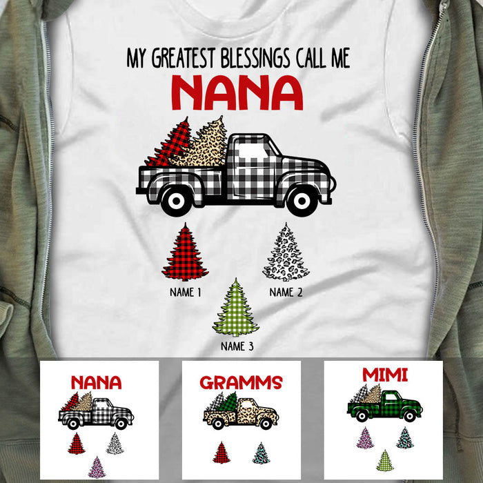 Personalized Grandma Red Truck Christmas Tree T Shirt OB83 95O60 1