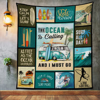 The Ocean Is Calling Surfing Fleece Blanket JN251 65O34 thumb 1
