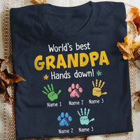 Personalized Grandpa Dad Hands Down T Shirt MY31 73O34 thumb 1