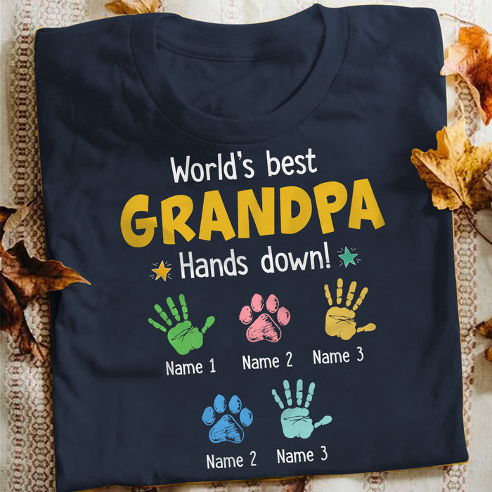 Personalized Grandpa Dad Hands Down T Shirt MY31 73O34 1
