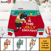 Personalized Christmas Gift Is This Jolly Enough Hanging Cats Ugly Sweater 29918 thumb 1