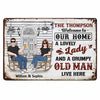 Personalized Couple Lovely Wife Grumpy Old Husband Live Here Metal Sign JN94 58O47 1