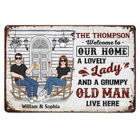 Personalized Couple Lovely Wife Grumpy Old Husband Live Here Metal Sign JN94 58O47 thumb 1